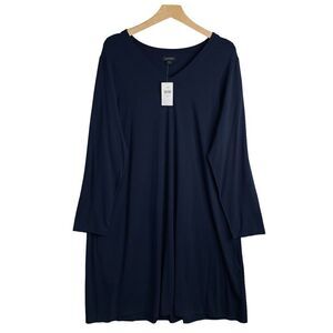 J Jill Navy V Neck Long Sleeve T-Shirt Shift Dress Womens Size XL NWT $99